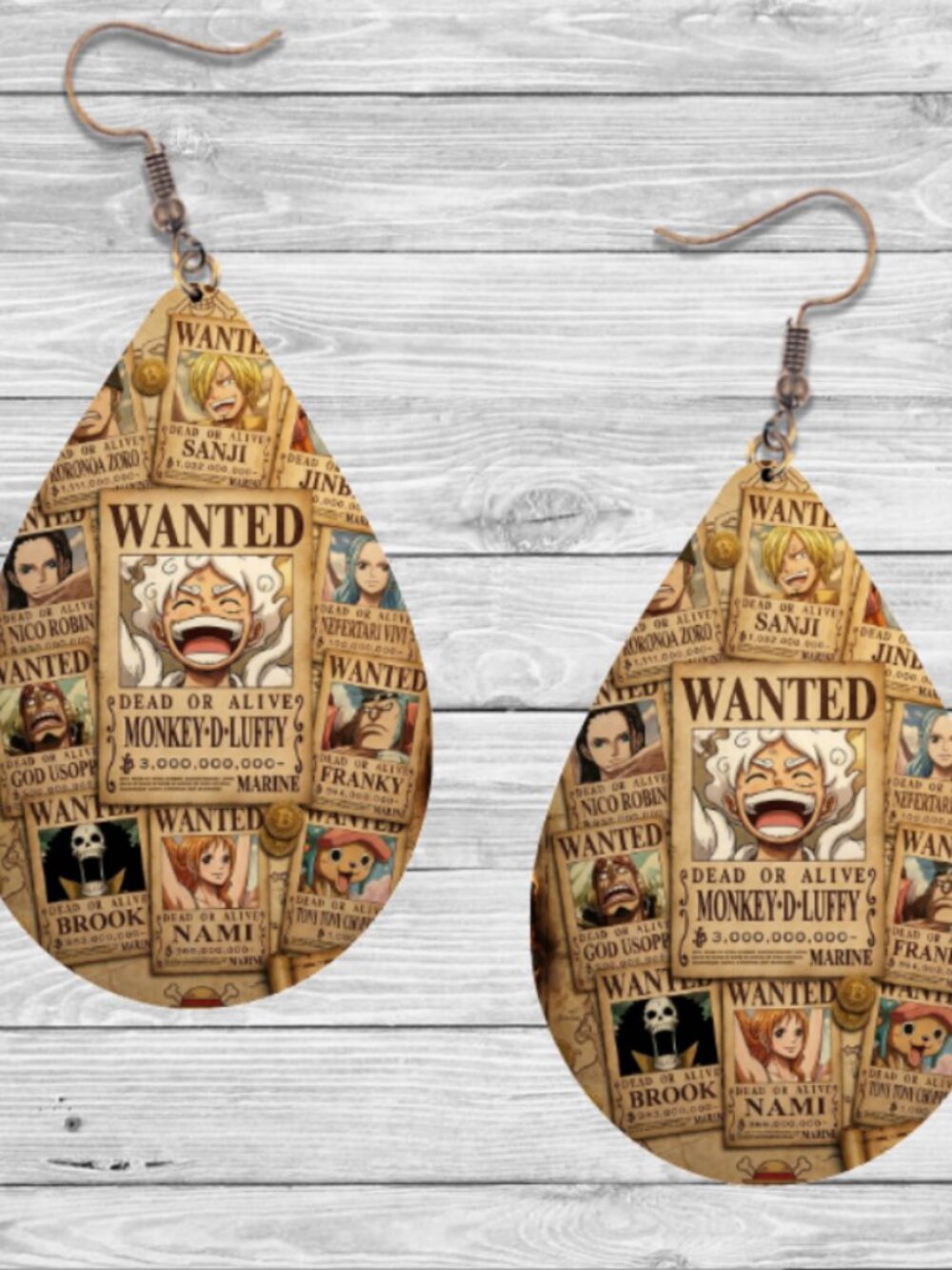 One Piece Earrings: Anime Wooden Teardrop Hypoallergenic Earrings